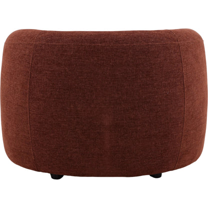 Carolina Occasional Chair by Arch & Plane in rust. Made from basketweave tweed fabric in a unique style.