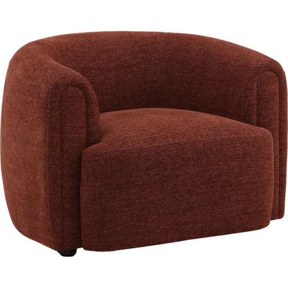 Carolina Occasional Chair by Arch & Plane in rust. Made from basketweave tweed fabric in a unique style.