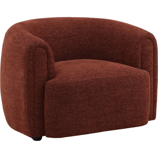 Carolina Occasional Chair by Arch & Plane in rust. Made from basketweave tweed fabric in a unique style.