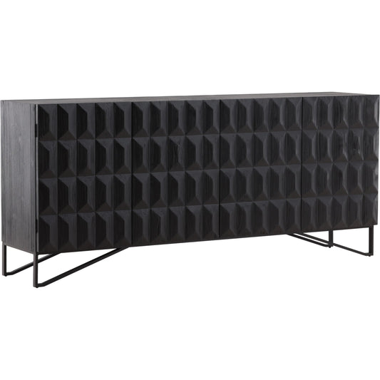 Grady Reclaimed Black Pine 4-Door Sideboard by Arch & Plane in black. Made from reclaimed pine in a modern style.