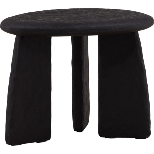 Chrissy Side Table by Arch & Plane in black. Made from mindi wood in a unique style.