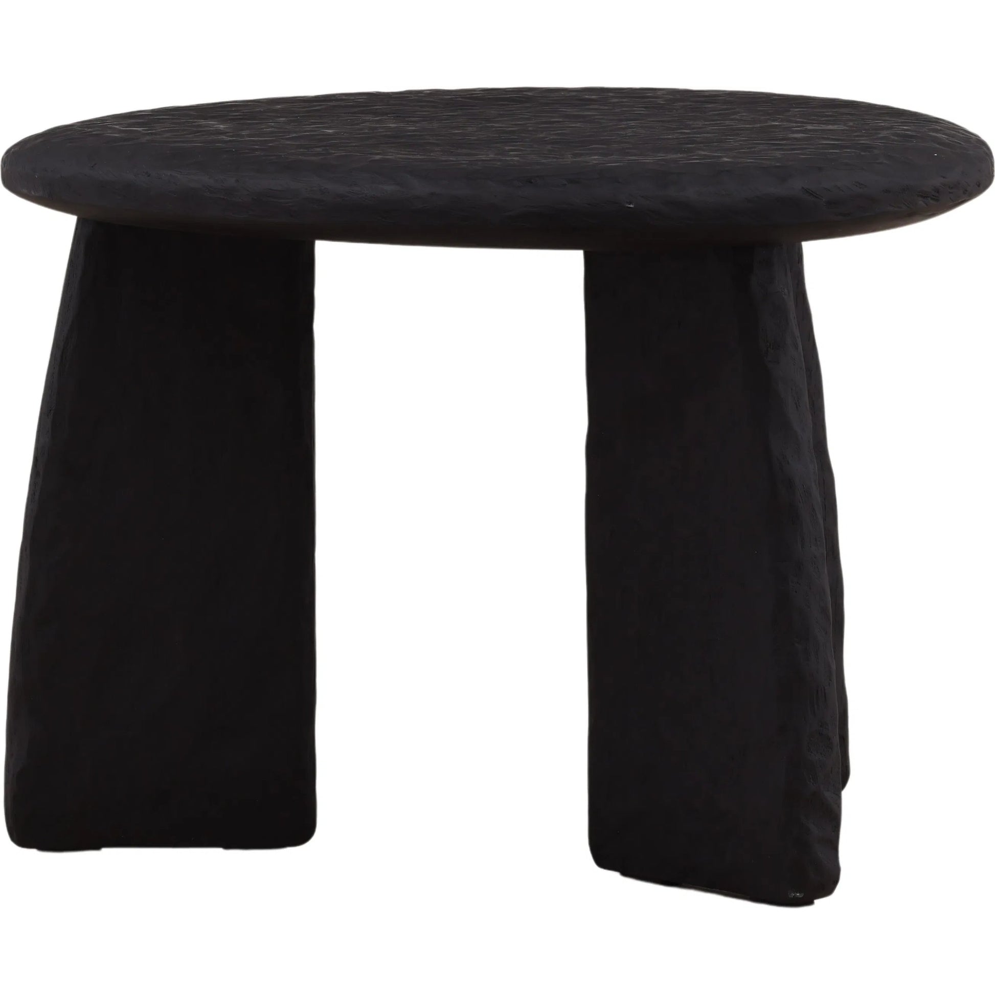 Chrissy Side Table by Arch & Plane in black. Made from mindi wood in a unique style.