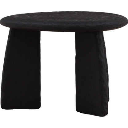 Chrissy Side Table by Arch & Plane in black. Made from mindi wood in a unique style.