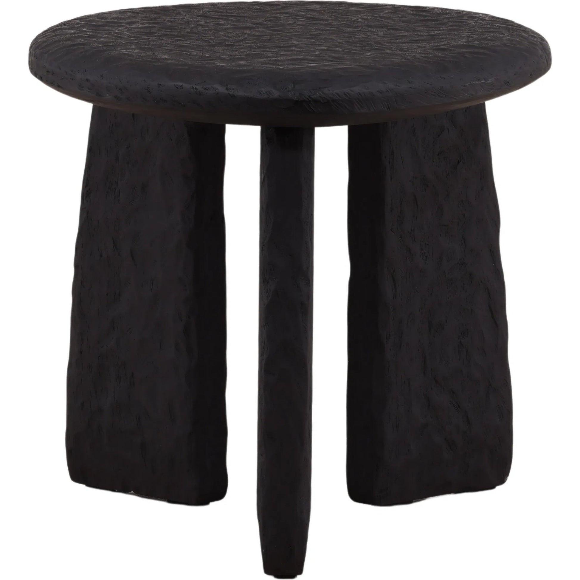 Chrissy Side Table by Arch & Plane in black. Made from mindi wood in a unique style.