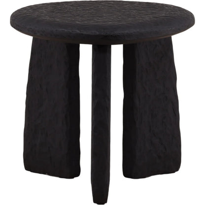 Chrissy Side Table by Arch & Plane in black. Made from mindi wood in a unique style.