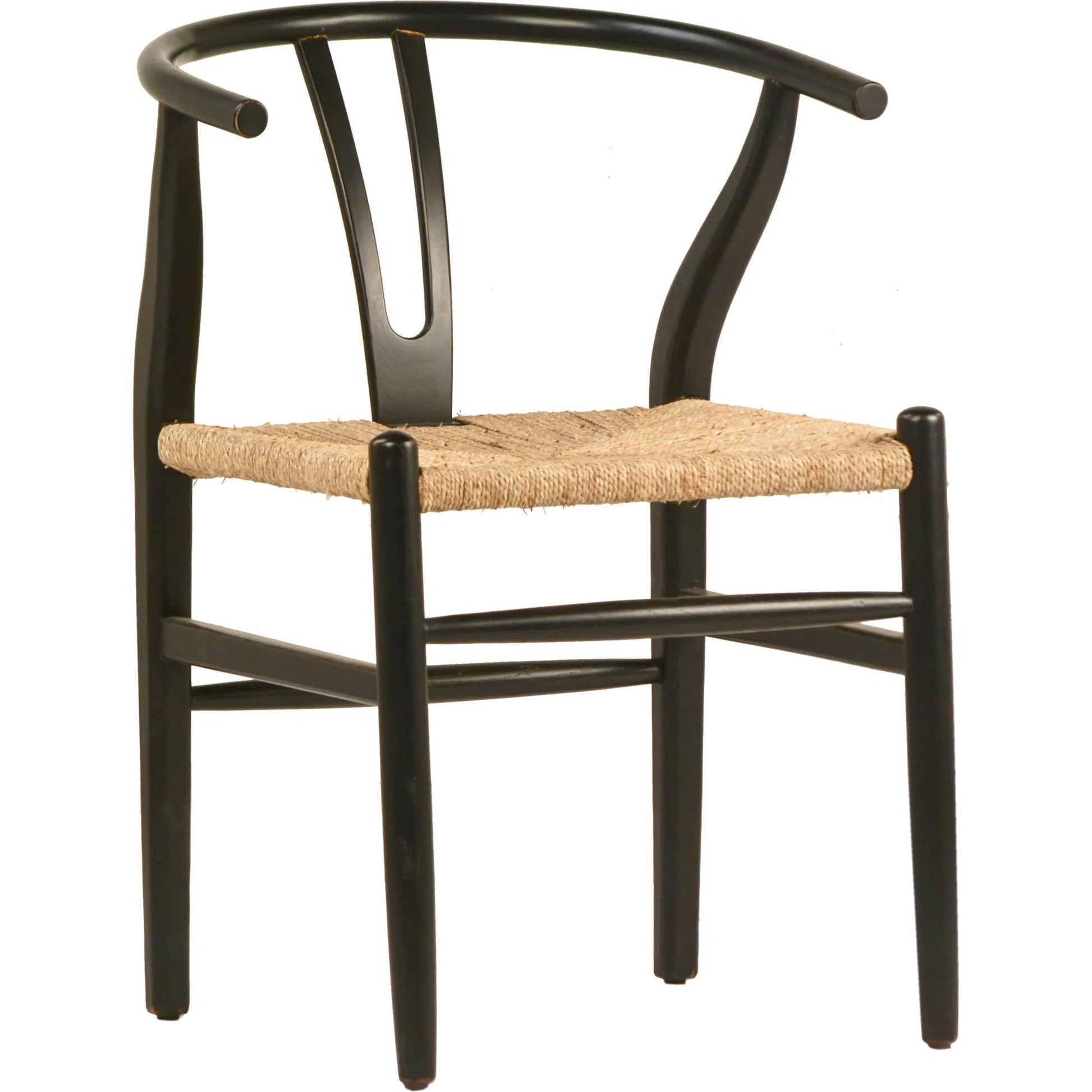 Leanne Oak and Wicker Wishbone Back Dining Arm Chair by Arch & Plane in medium brown and woven. Made from oak in a cottage & farmhouse style.