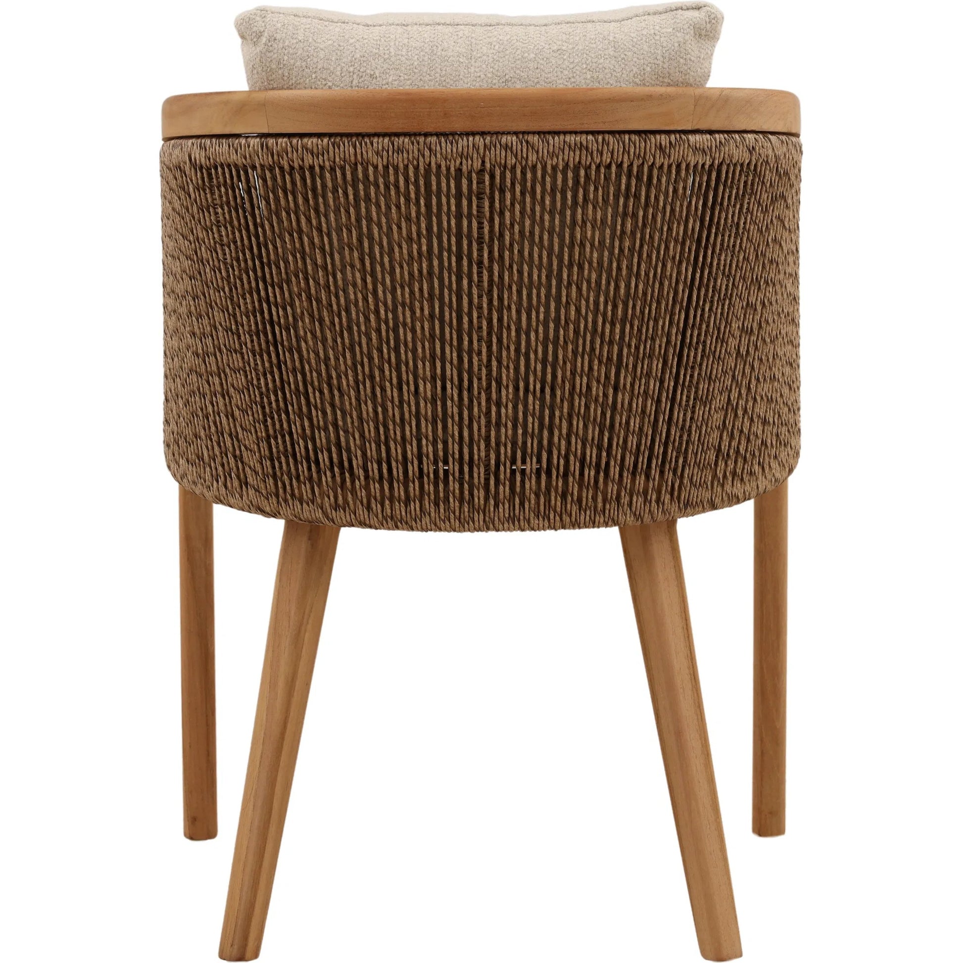Arvel Outdoor Dining Chair by Arch & Plane in sand, natural. Made from olefin, teak wood in a unique style.