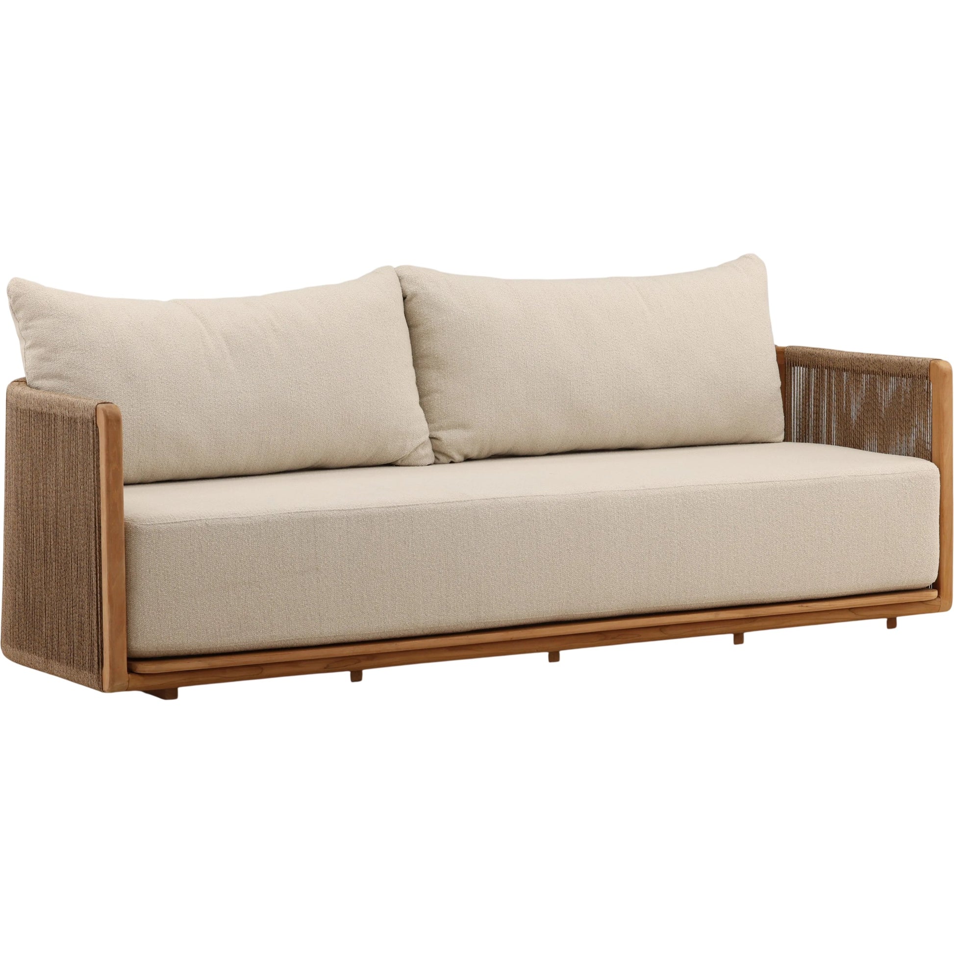 Christina Outdoor Sofa by Arch & Plane in sand, natural. Made from olefin, teak wood in a unique style.