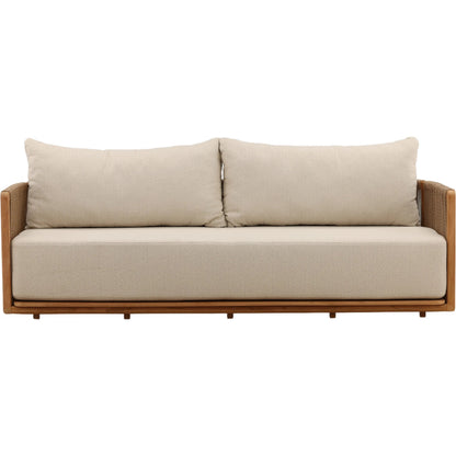 Christina Outdoor Sofa by Arch & Plane in sand, natural. Made from olefin, teak wood in a unique style.