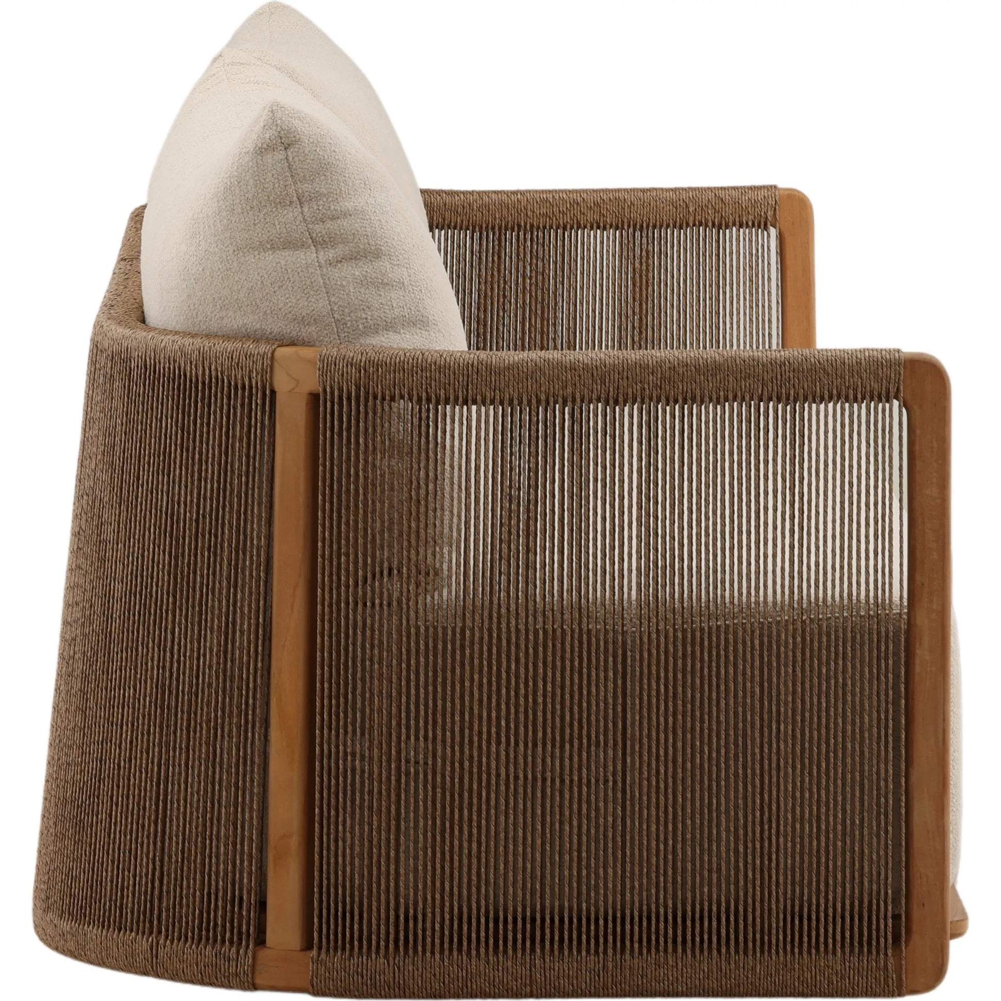 Christina Outdoor Sofa by Arch & Plane in sand, natural. Made from olefin, teak wood in a unique style.