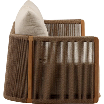 Christina Outdoor Sofa by Arch & Plane in sand, natural. Made from olefin, teak wood in a unique style.