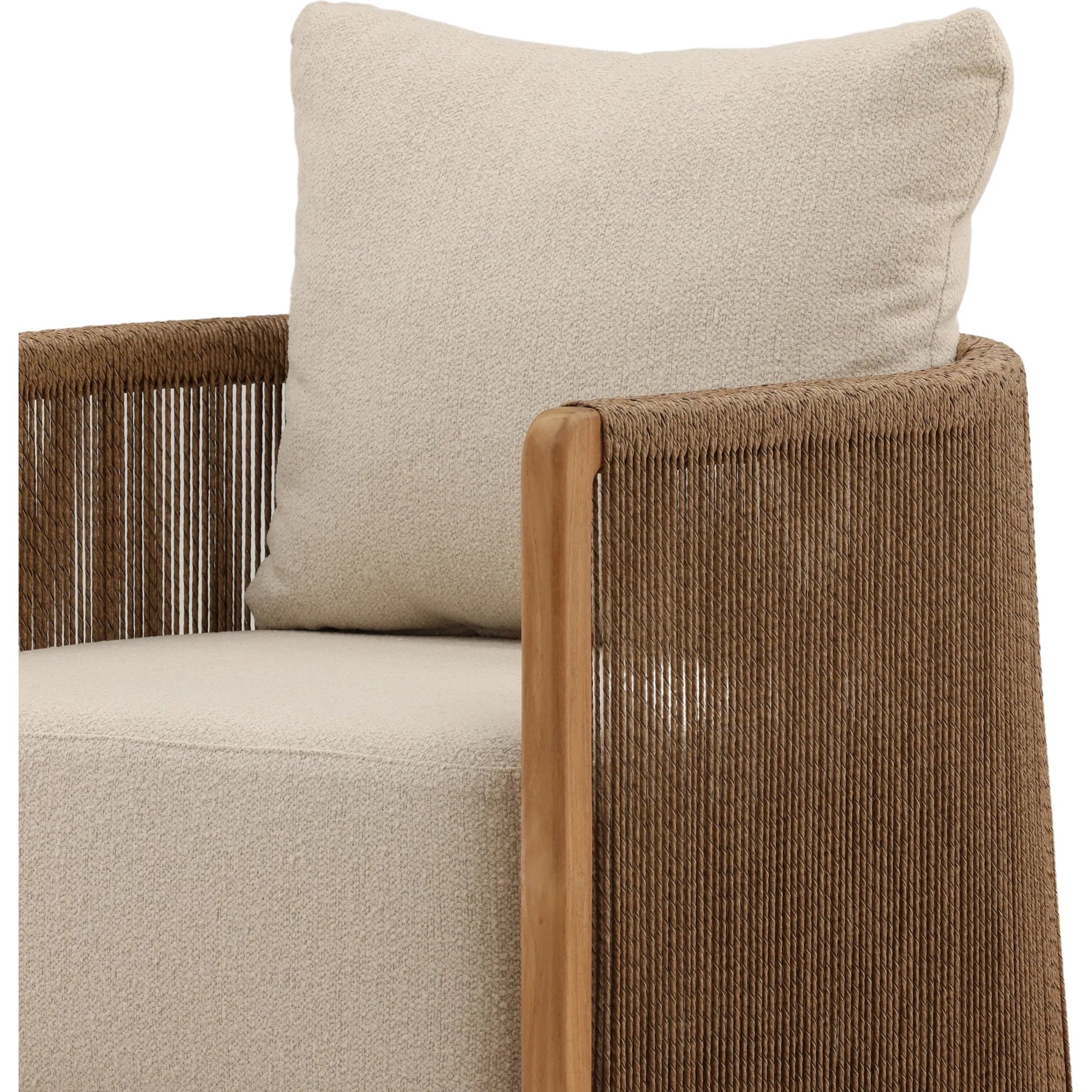 Christina Outdoor Sofa Chair by Arch & Plane in sand, natural. Made from olefin, teak wood in a unique style.