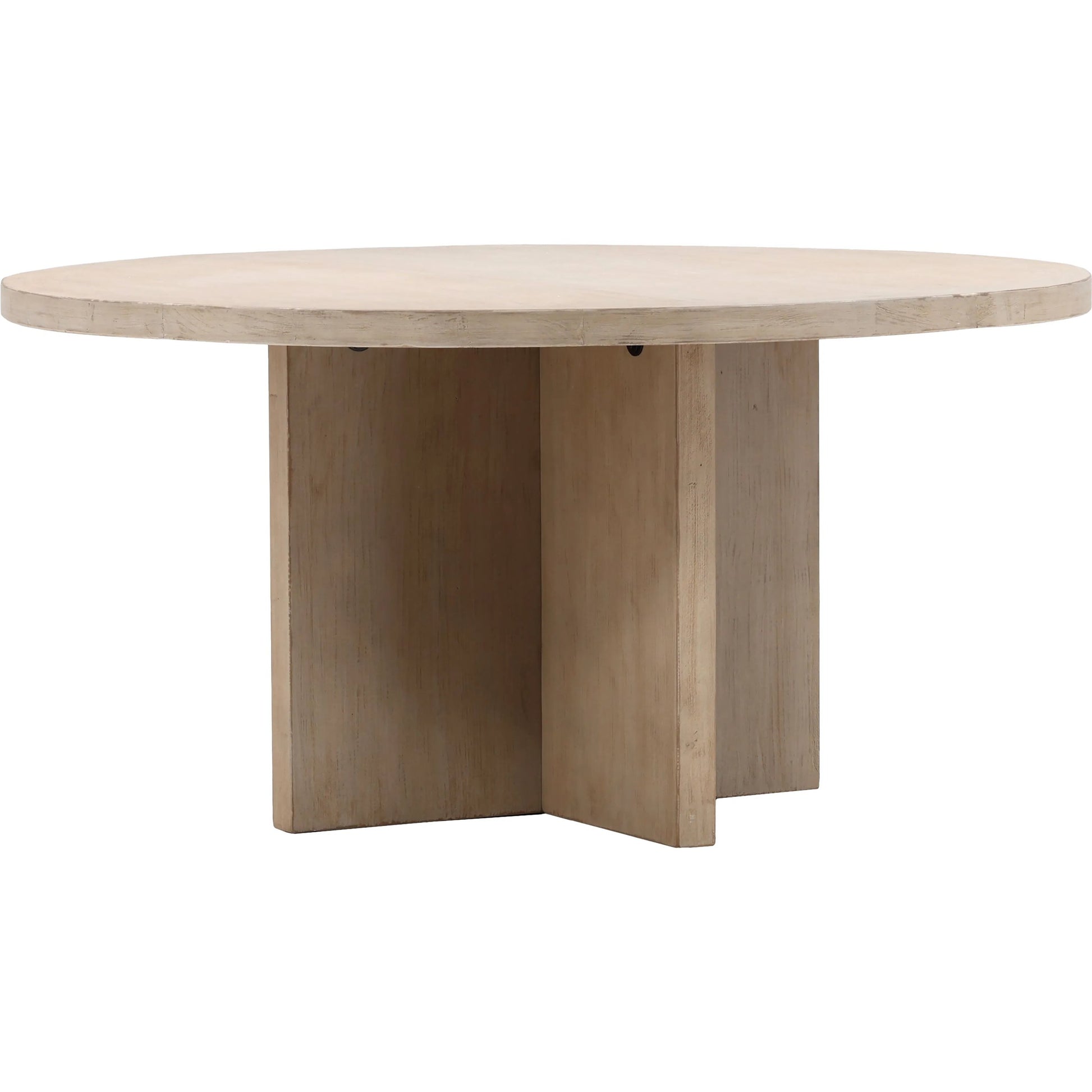 Dena 60" Round Reclaimed Pine Dining Table by Arch & Plane. Made from reclaimed pine in a modern style.