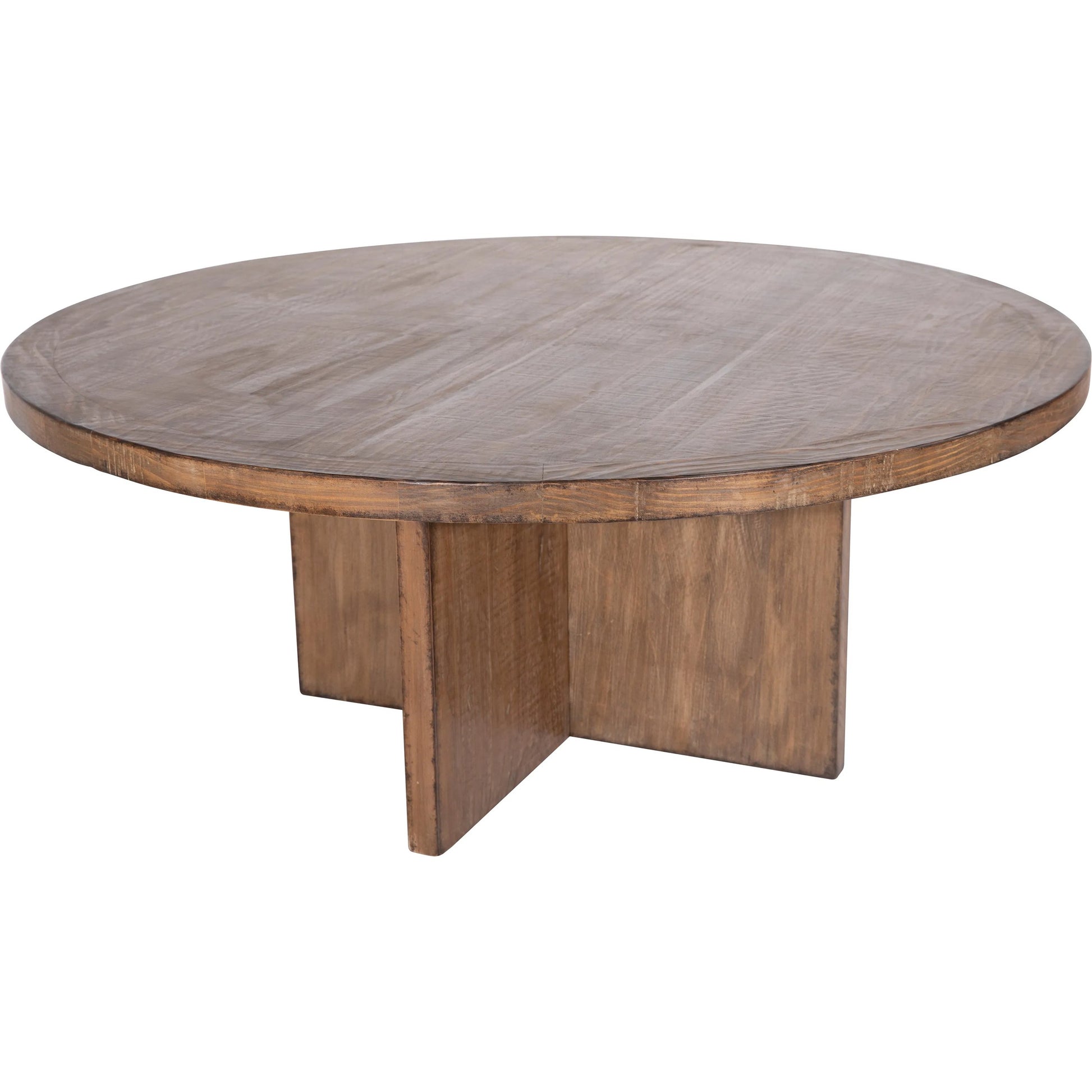 Dena 60" Round Reclaimed Pine Dining Table by Arch & Plane. Made from reclaimed pine in a modern style.