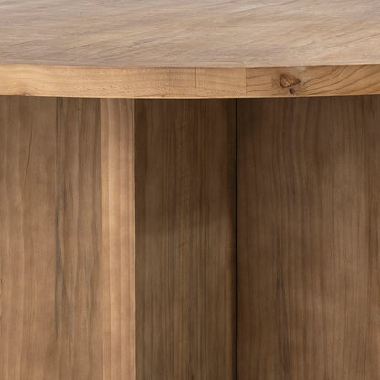 Dena 60" Round Reclaimed Pine Dining Table by Arch & Plane. Made from reclaimed pine in a modern style.