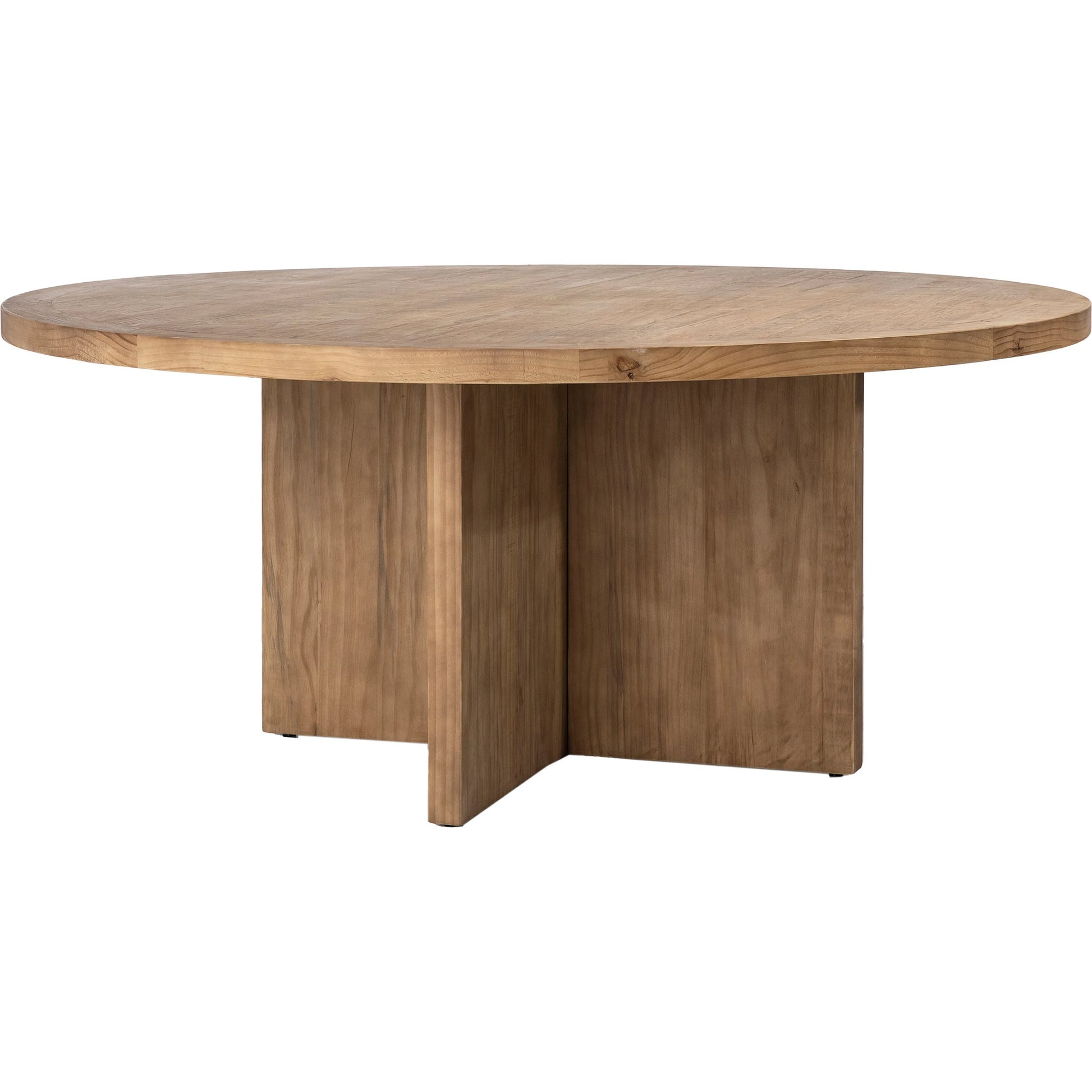 Dena 60" Round Reclaimed Pine Dining Table by Arch & Plane. Made from reclaimed pine in a modern style.