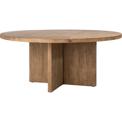 Dena 60" Round Reclaimed Pine Dining Table by Arch & Plane. Made from reclaimed pine in a modern style.