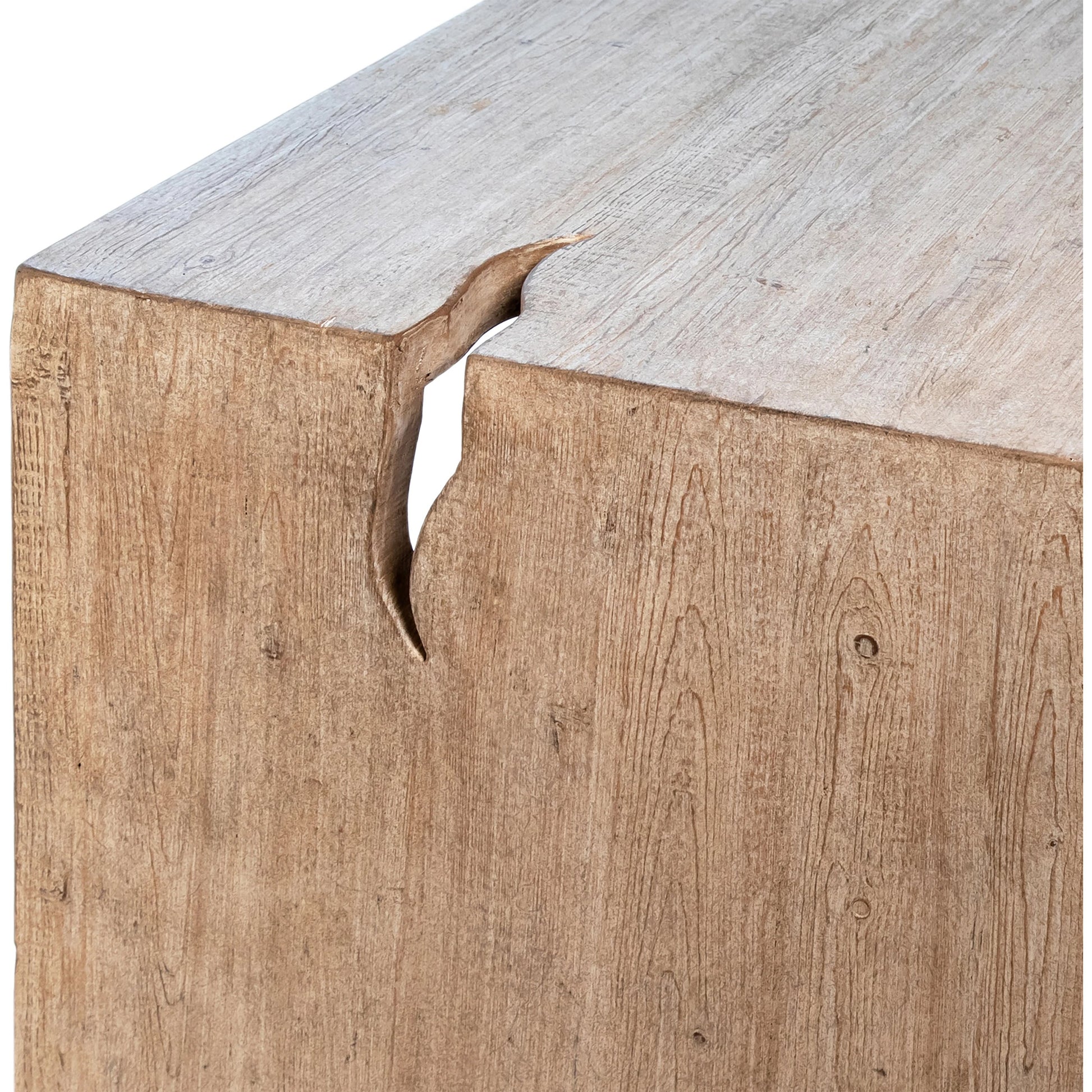 Edward Reclaimed Pine Minimalist Desk by Arch & Plane in light brown and light warm wash sealed finish. Made from reclaimed pine wood in a modern style.