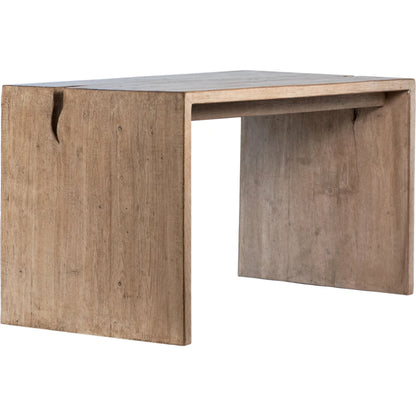Edward Reclaimed Pine Minimalist Desk by Arch & Plane in light brown and light warm wash sealed finish. Made from reclaimed pine wood in a modern style.