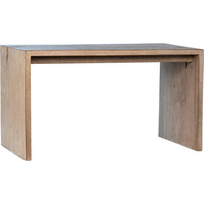 Edward Reclaimed Pine Minimalist Desk by Arch & Plane in light brown and light warm wash sealed finish. Made from reclaimed pine wood in a modern style.