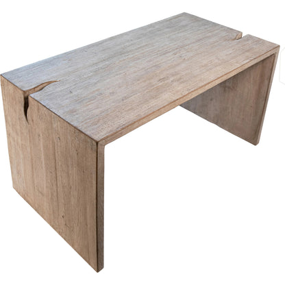 Edward Reclaimed Pine Minimalist Desk by Arch & Plane in light brown and light warm wash sealed finish. Made from reclaimed pine wood in a modern style.