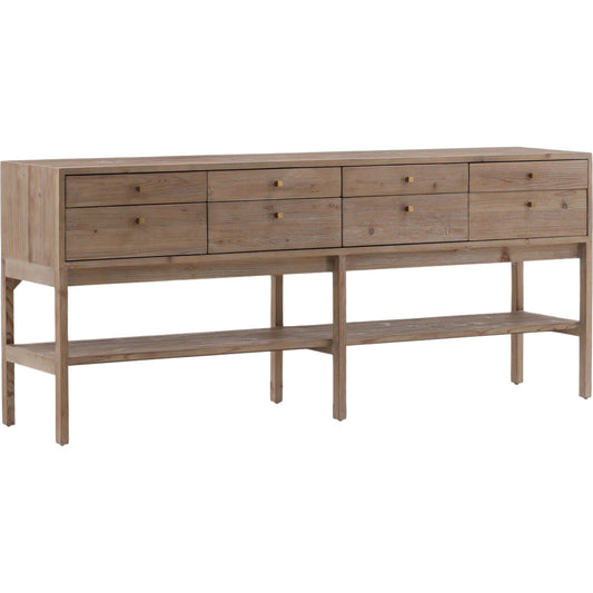 Gael Console Table by Arch & Plane in warm brown wash. Made from reclaimed pine wood, select hardwood in a unique style.