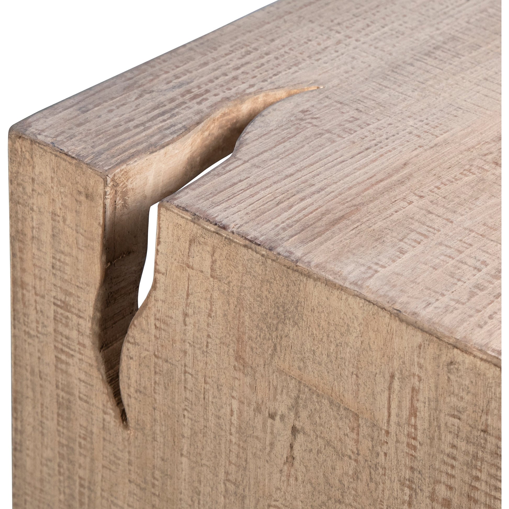 Evie Reclaimed Wood Minimalist Console Table by Arch & Plane in natural, light brown and light warm wash sealed finish. Made from reclaimed pine wood in a modern style.