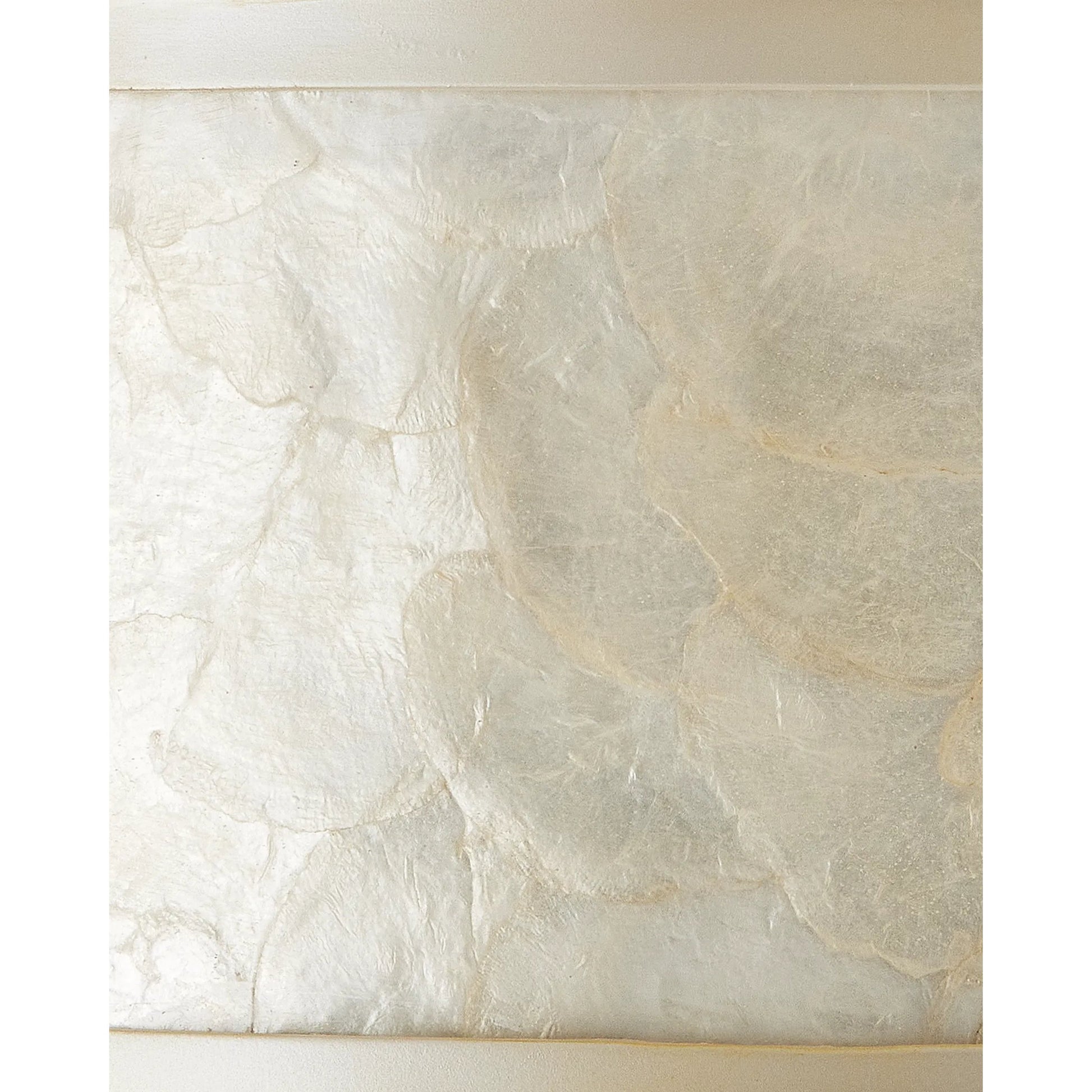 Neith Flush Mount by Currey and Company in sea pearl, natural. Made from wrought iron, capiz shell, acrylic diffuser in a transitional style.
