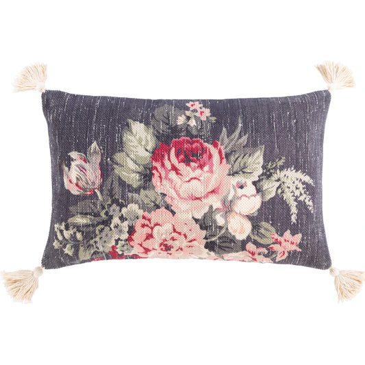 Daphne Pillow - 22548 by Livabliss in dark blue, wheat. Made from 98% cotton, 2% viscose, 100% cotton in a unique style.