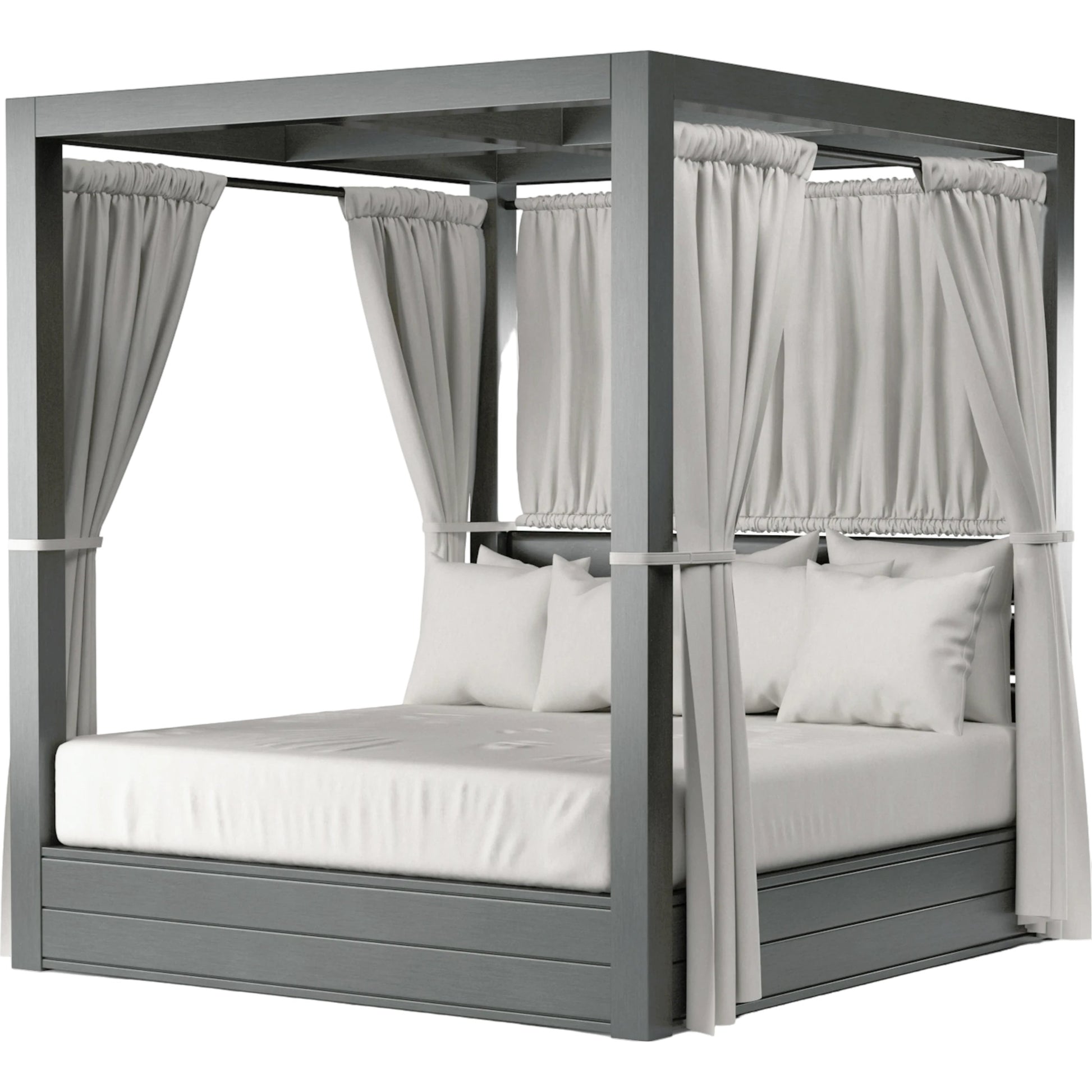 Redondo Outdoor Resort King Day Bed by Sunset West in slate. Made from aluminum in a modern style.
