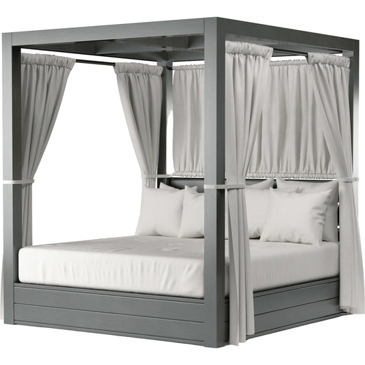 Redondo Outdoor Resort King Day Bed by Sunset West in slate. Made from aluminum in a modern style.