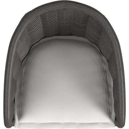 Cabo Outdoor Dining Chair by Sunset West in dark wood. Made from resin wicker in a rustic style.