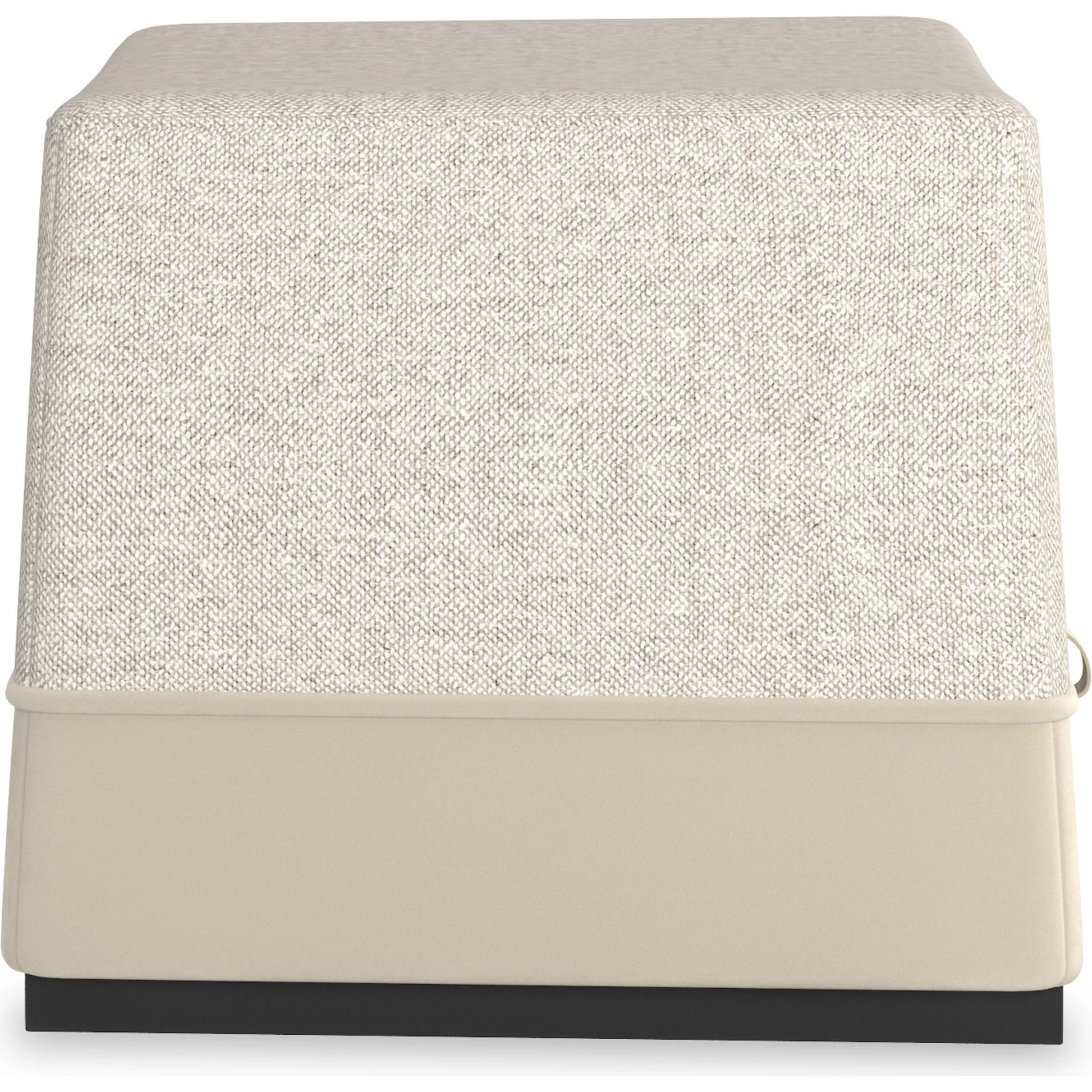 Et Voila Ottoman by Caracole in mottled grey, pumice and dark chocolate. Made from birch in a unique style.