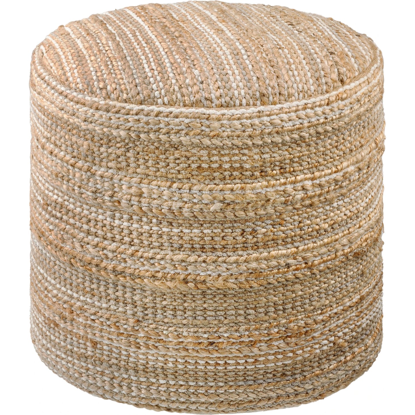 001 SI-2050635 | Primary Silo | Denpasar - 484092 by Surya in camel, khaki, pearl, nickel, ash, natural, clay. Made from top: 70% jute, 30% cotton, bottom: 100% cotton, fill: 100% polybeads in a cottage & farmhouse style.