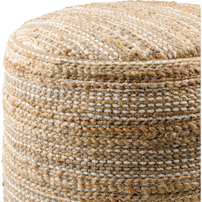 Denpasar - 484092 by Surya in camel, khaki, pearl, nickel, ash, natural, clay. Made from top: 70% jute, 30% cotton, bottom: 100% cotton, fill: 100% polybeads in a cottage & farmhouse style.