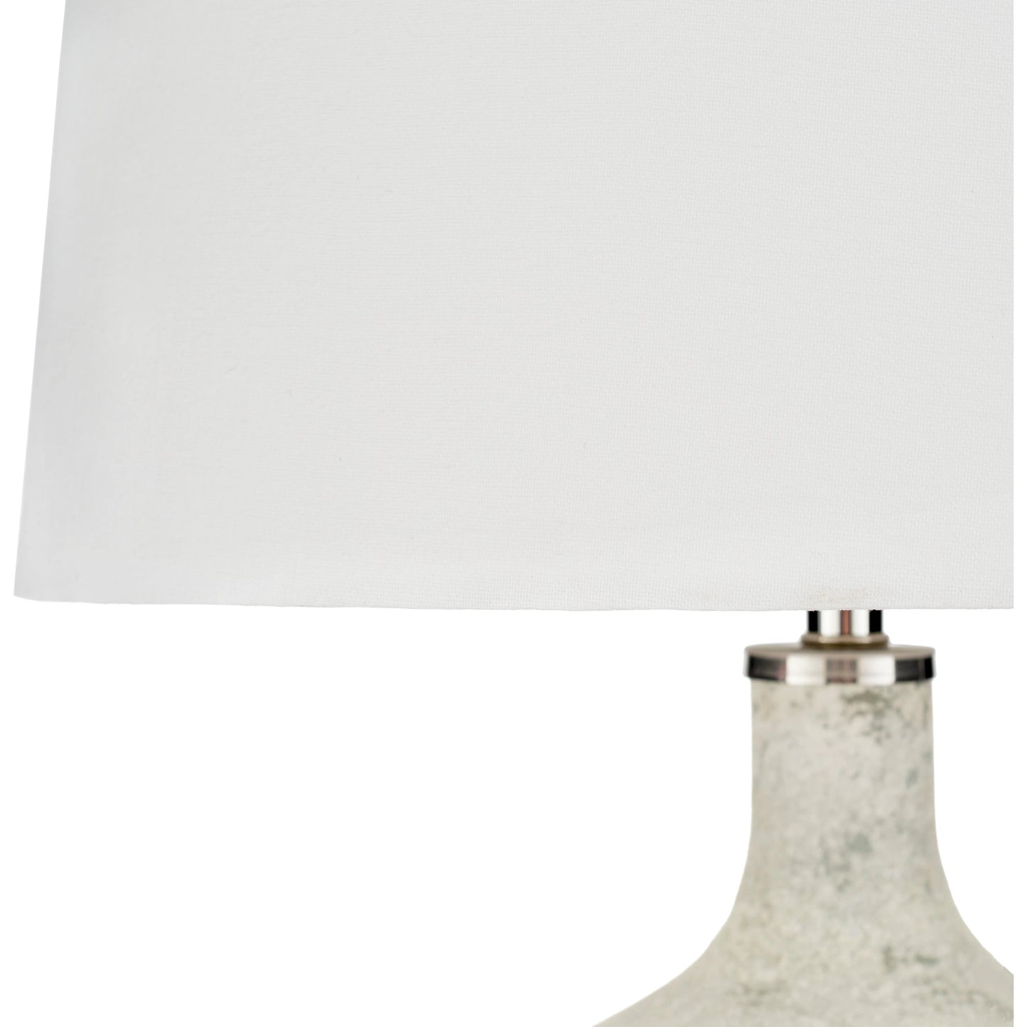004 S-347432 | Closeup | Dupree - 22426 by Surya in white, translucent, metallic nickel and white. Made from linen, cotton, glass, metal in a modern style.
