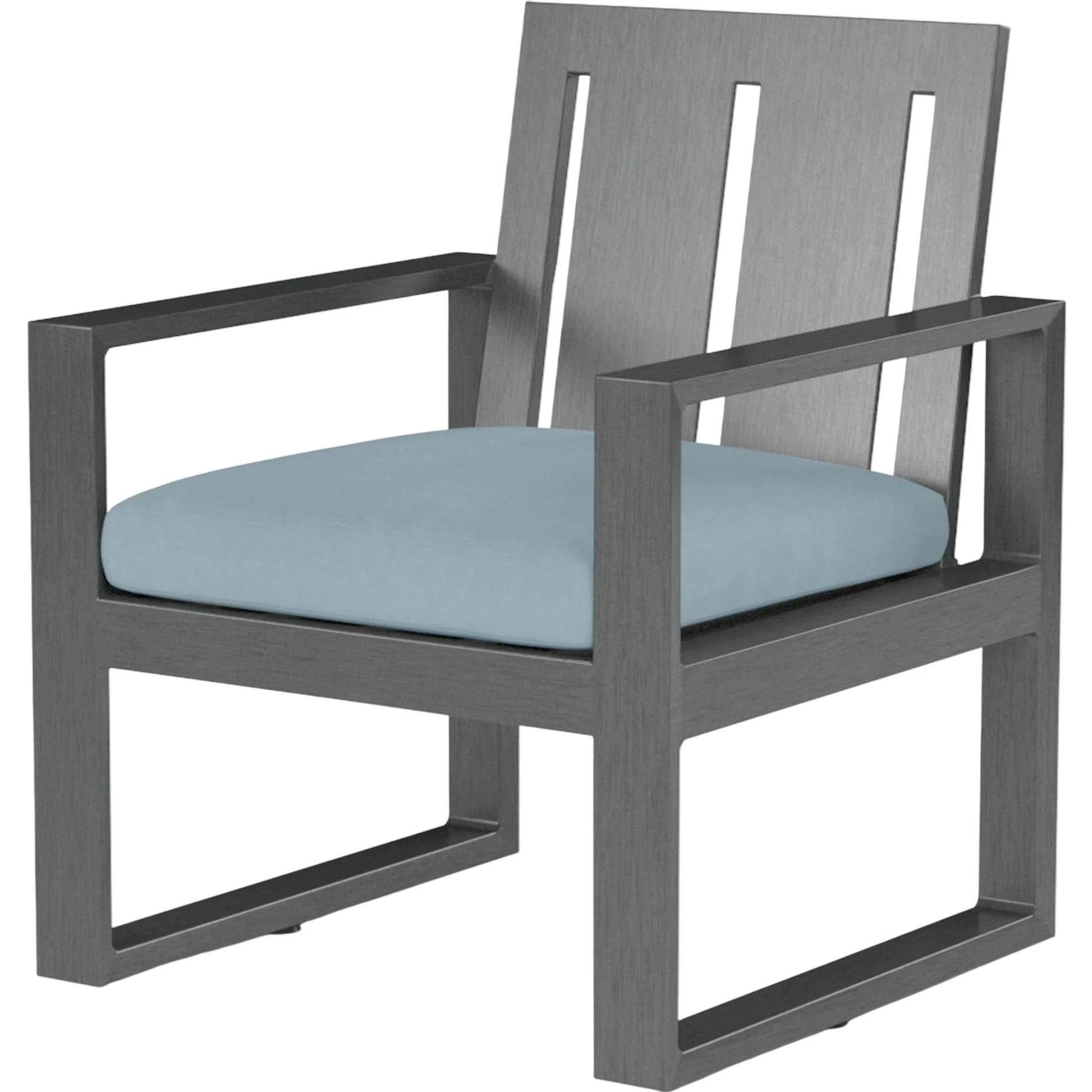 Redondo Outdoor Dining Chair by Sunset West in grays. Made from aluminum in a modern style.