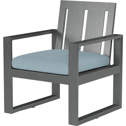 Redondo Outdoor Dining Chair by Sunset West in grays. Made from aluminum in a modern style.