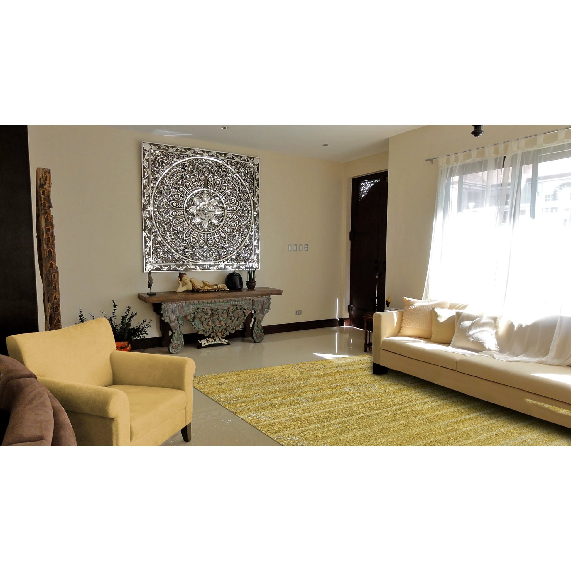 Qing Transitional Stripes Rug - 6064F by Feizy. Made from wool, viscose in a unique style.