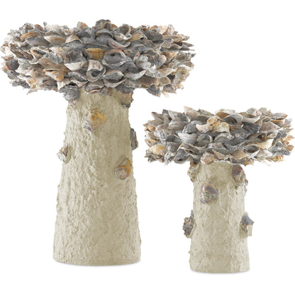 Oyster Shell Bird Bath by Currey and Company. Made from oyster shells, concrete, iron in a eclectic & global style.