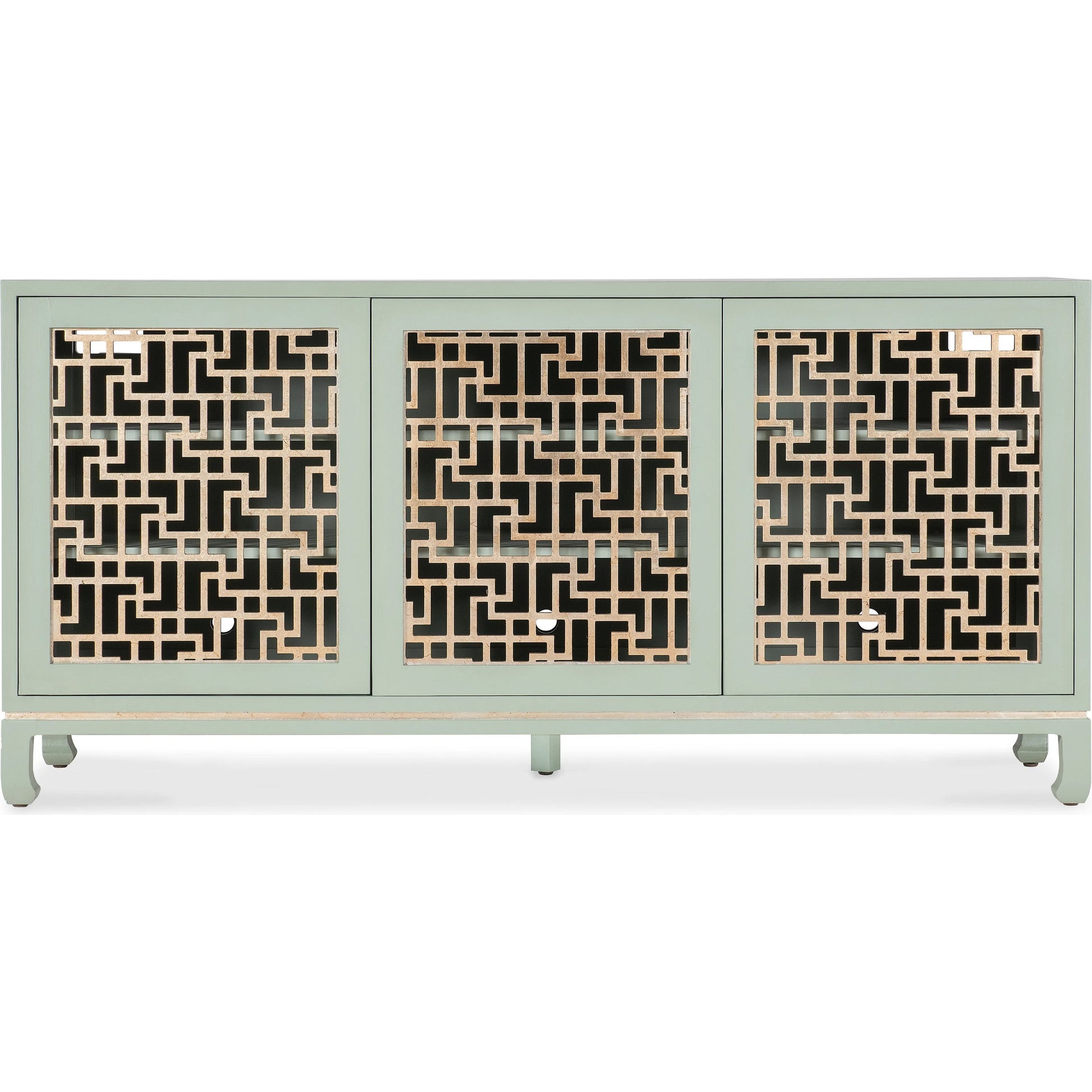 Commerce & Market Trellis Entertainment Credenza by Hooker Furniture in greens and light green, silver. Made from unique in a unique style.