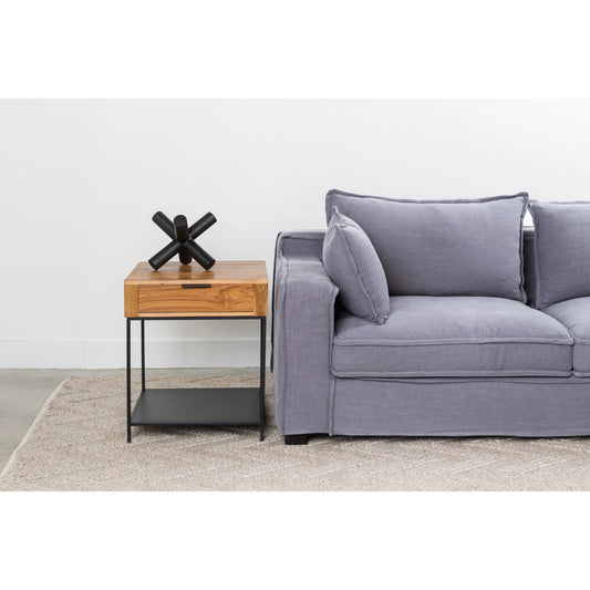 Joliet Side Table by Moe's Home Collection in natural and matt lacquer: no stain. Made from solid teak, iron frame in a modern style.