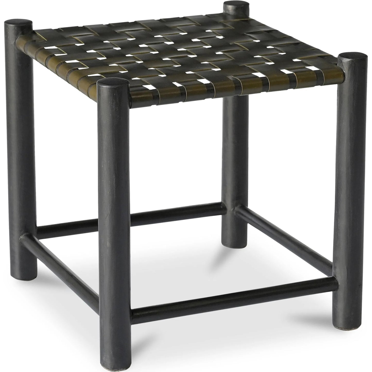 008 SI-2254020 | Primary Silo | Selby Stool by Moe's Home Collection in black and black. Made from solid mango wood frame, buffalo leather seat in a traditional style.