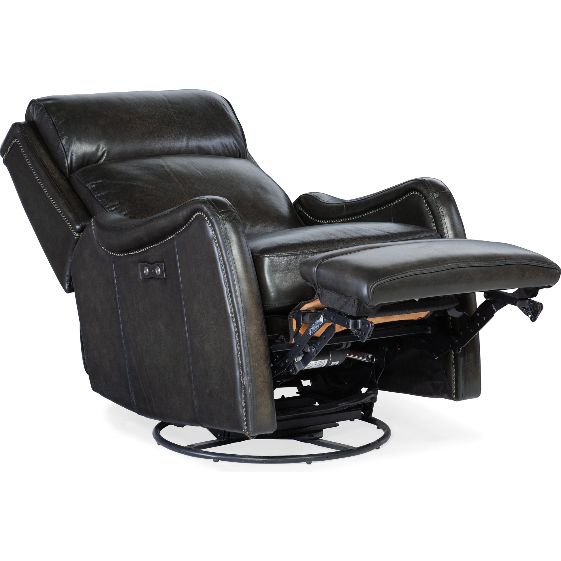 Stark Power Swivel Recliner by Hooker Furniture in brindisi trinita. Made from leather in a traditional style.