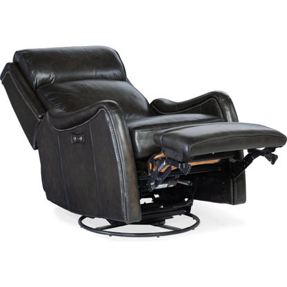 Stark Power Swivel Recliner by Hooker Furniture in brindisi trinita. Made from leather in a traditional style.