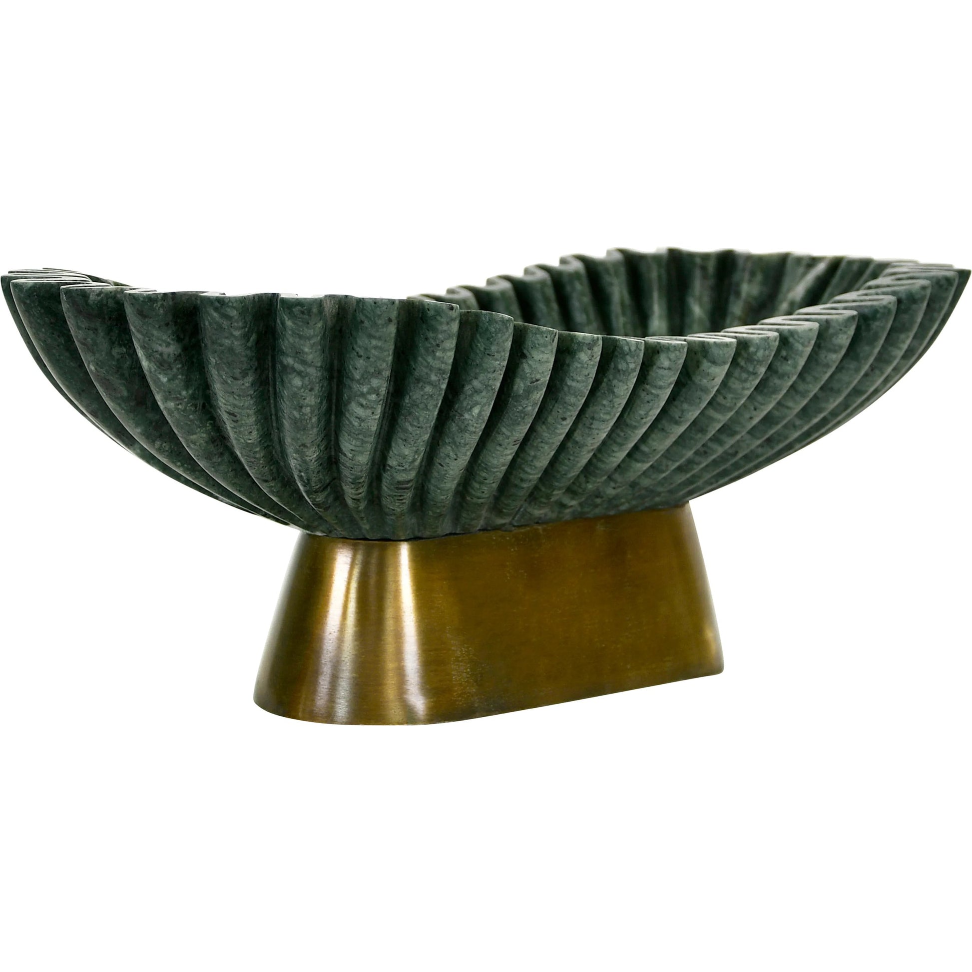Drago Oval Fluted Green Marble Bowl by Worlds Away. Made from unique in a unique style.
