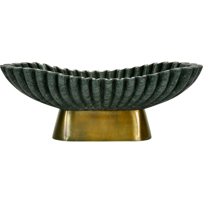 Drago Oval Fluted Green Marble Bowl by Worlds Away. Made from unique in a unique style.