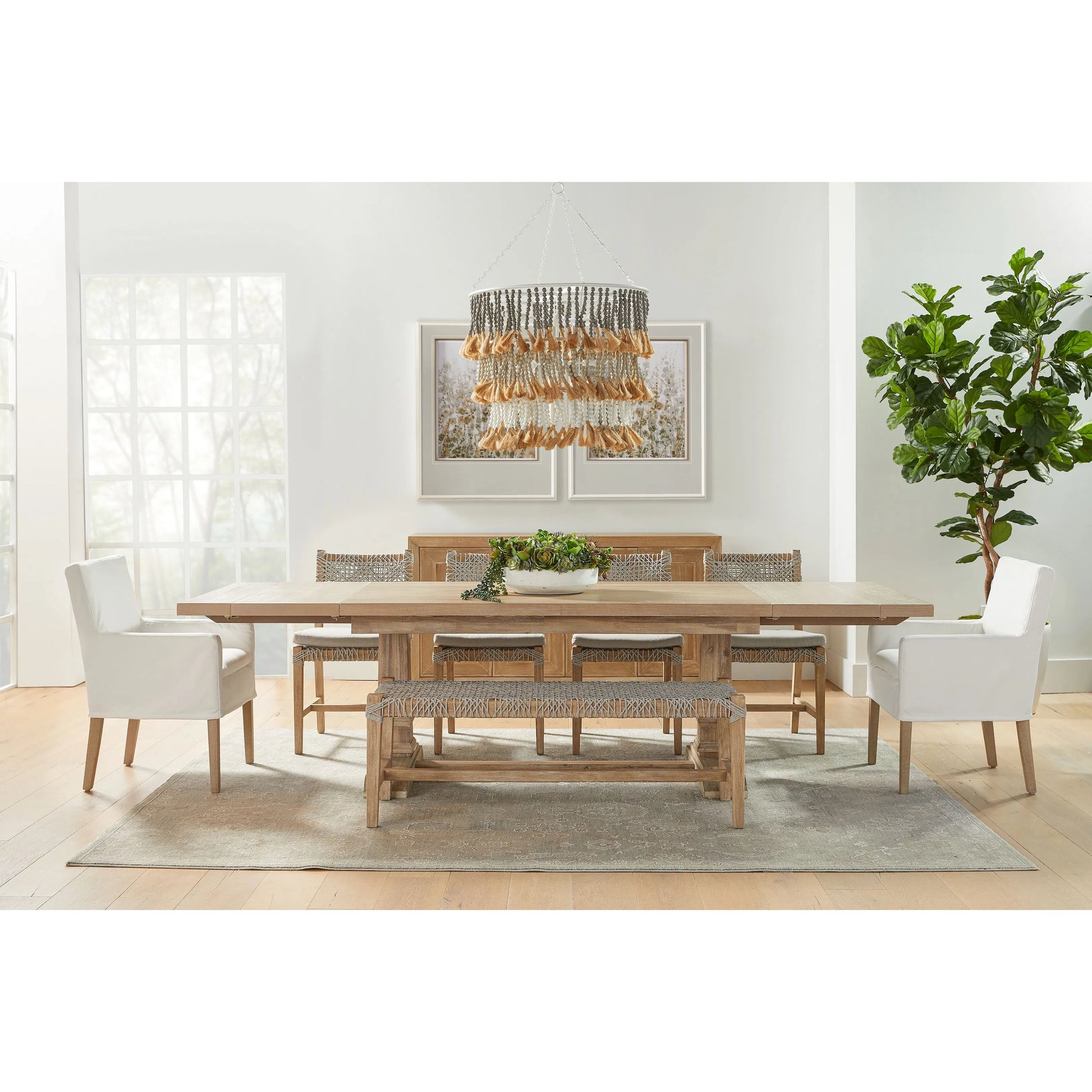 Drake Slipcover Arm Chair by Essentials For Living in white and natural gray oak. Made from solid oak wood, plywood in a modern style.