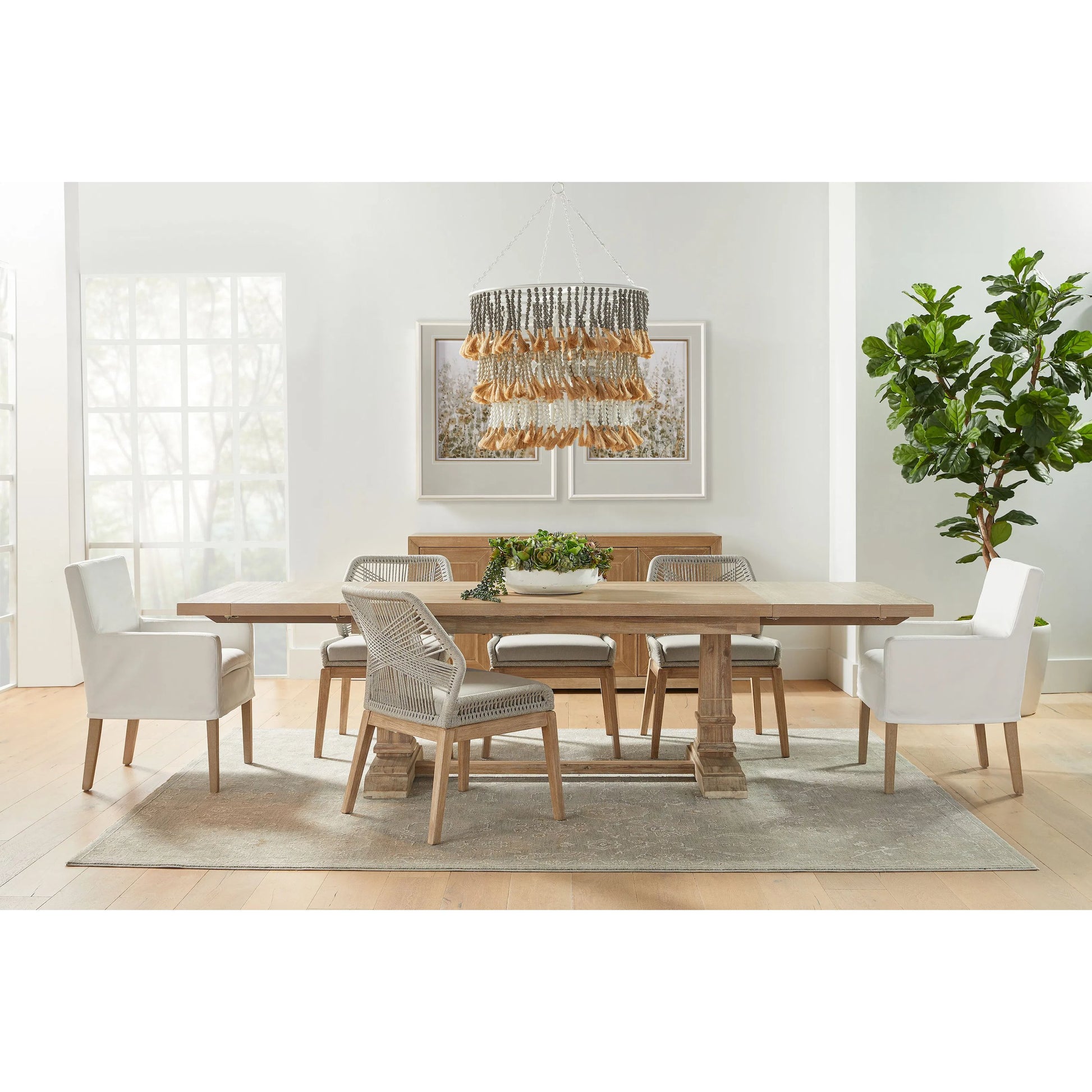 Drake Slipcover Arm Chair by Essentials For Living in white and natural gray oak. Made from solid oak wood, plywood in a modern style.