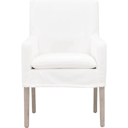 Drake Slipcover Arm Chair by Essentials For Living in white and natural gray oak. Made from solid oak wood, plywood in a modern style.